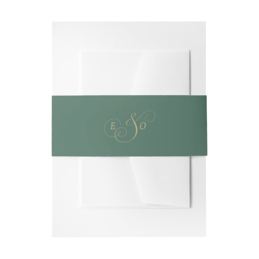 Bandeau De Faire-part Mariage Monogramme Vert Émeraude (Devant example)