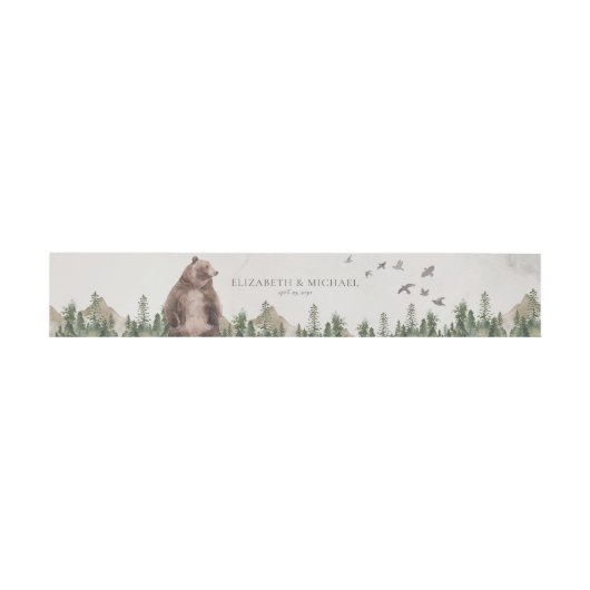 Bandeau De Faire-part Mariage Mountain Aquarelle Pine Tree Rustique (Plat)