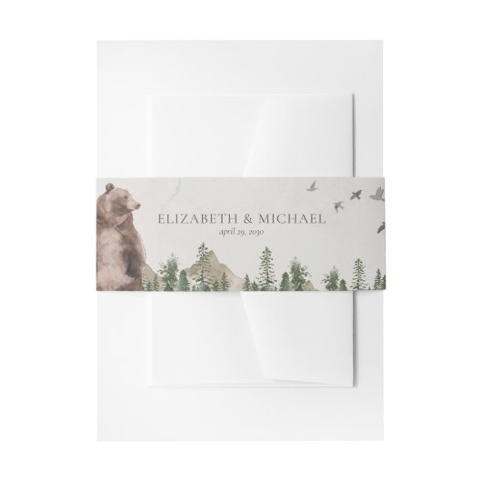 Bandeau De Faire-part Mariage Mountain Aquarelle Pine Tree Rustique (Devant example)