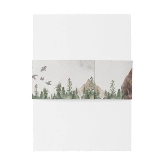 Bandeau De Faire-part Mariage Mountain Aquarelle Pine Tree Rustique (Dos Example)
