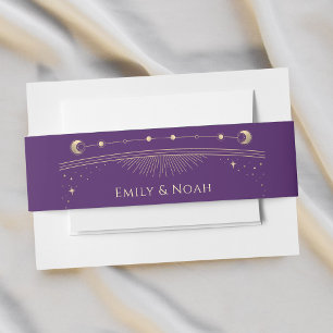 Bandeau De Faire-part Mariage mystique violet or Sun Moon étoiles