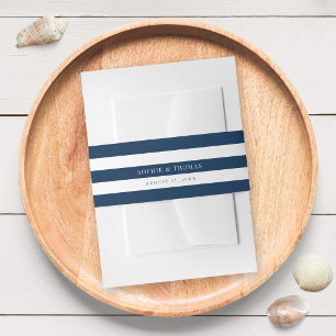 Bandeau De Faire-part Mariage nautique avec bandes blanches et couleur m