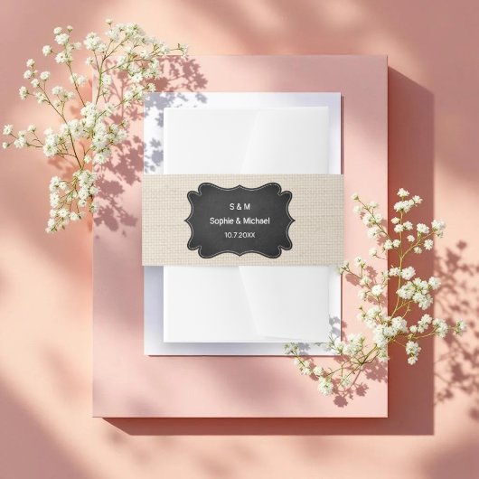 Bandeau De Faire-part Mariage noir beige Burlap Russe