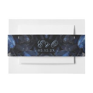 Bandeau De Faire-part Mariage noir de sorcière boho bleu foncé cristaux