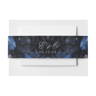 Bandeau De Faire-part Mariage noir de sorcière boho bleu foncé cristaux