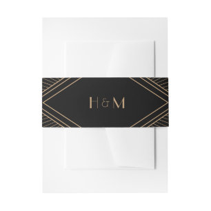 Bandeau De Faire-part Mariage noir diamant Art déco