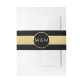 Bandeau De Faire-part Mariage noir élégant personnalisé de feuille d'or (Devant example)