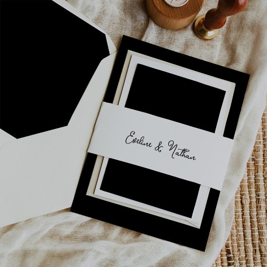Bandeau De Faire-part Mariage noir et blanc doux et blanc simple