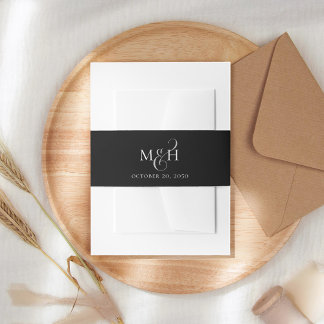 Bandeau De Faire-part Mariage noir et blanc élégant Monogramme