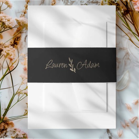 Bandeau De Faire-part Mariage noir et or chic