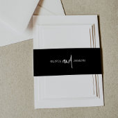 Bandeau De Faire-part Mariage noir moderne avec script blanc