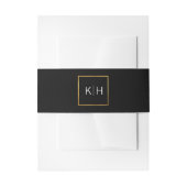 Bandeau De Faire-part Mariage noir Monogram Gold Foil personnalisé (Devant example)
