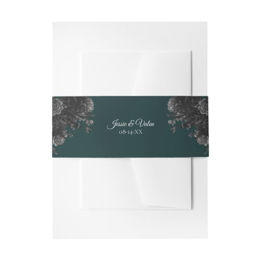Bandeau De Faire-part Mariage noir vert foncé (Devant example)