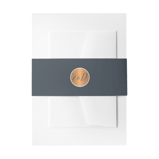 Bandeau De Faire-part Mariage nom monogramme initiales or marine (Devant example)