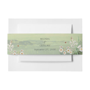 Bandeau De Faire-part Mariage Paysage de montagne Fleur sauvage aquarell