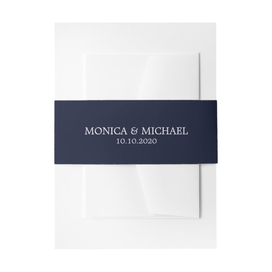 Bandeau De Faire-part Mariage personnalisé bleu foncé classique (Devant example)