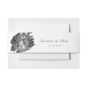 Bandeau De Faire-part Mariage photo moderne Brushstroke BLANCHE
