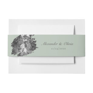 Bandeau De Faire-part Mariage photo moderne Brushstroke   Vert sage