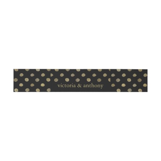 Bandeau De Faire-part Mariage Pois moderne Black & Gold (Plat)