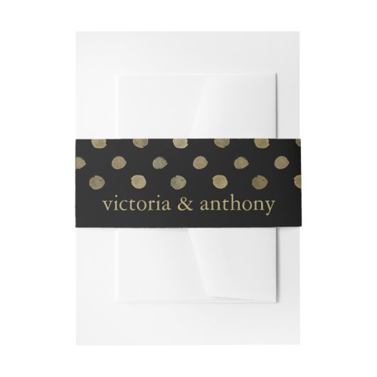 Bandeau De Faire-part Mariage Pois moderne Black & Gold (Devant example)