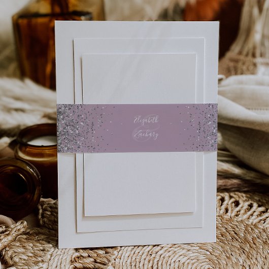 Bandeau De Faire-part Mariage Poussiéreux Lilas Élégant avec Paillettes 
