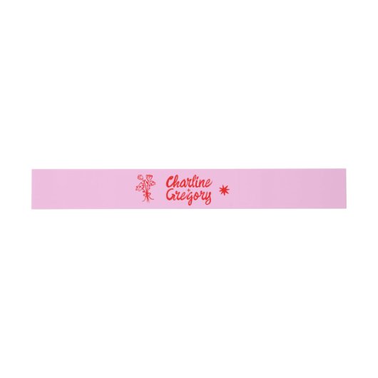 Bandeau De Faire-part Mariage rétro à écriture manuscrite rouge et rose (Plat)