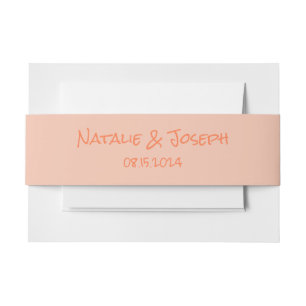 Bandeau De Faire-part Mariage Rétro à l'Ecriture Manuscrite Corail Pêche