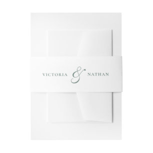 Bandeau De Faire-part Mariage rétro blanc et gris vert
