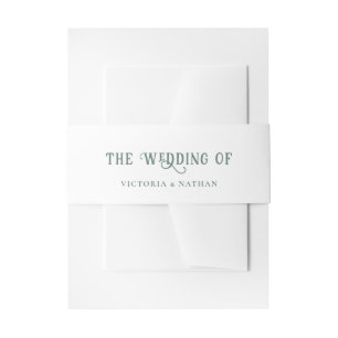Bandeau De Faire-part Mariage rétro blanc et gris vert