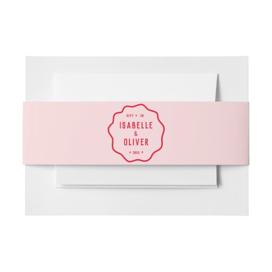 Bandeau De Faire-part Mariage rétro brillant rouge rose brillant (Devant Example)