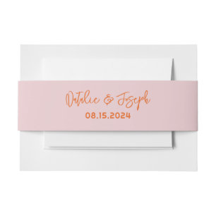 Bandeau De Faire-part Mariage rétro moderne écrit à la main Orange Rose 