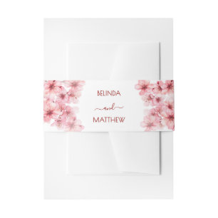 Bandeau De Faire-part Mariage Rose Blanc Floraison de Cerisier