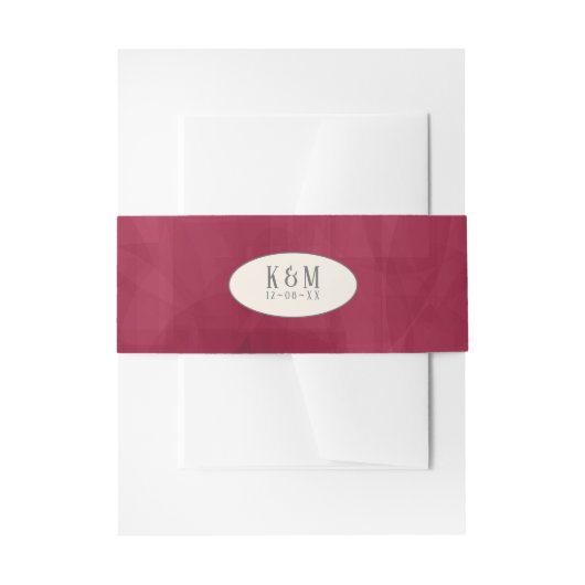 Bandeau De Faire-part Mariage rose de Bourgogne/Crème ID584 (Devant example)