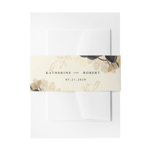 Bandeau De Faire-part Mariage Rose d'or noir Aquarelle (Devant example)