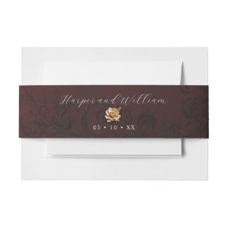 Bandeau De Faire-part Mariage rose or ornemental