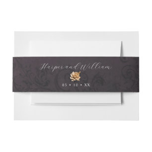 Bandeau De Faire-part Mariage rose or ornemental