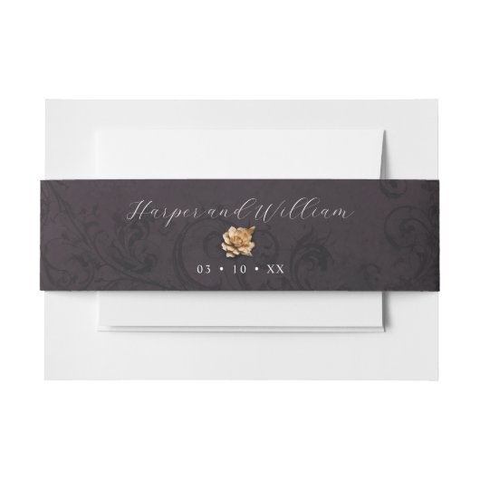 Bandeau De Faire-part Mariage rose or ornemental (Devant Example)