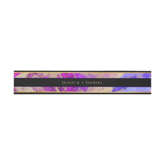Bandeau De Faire-part Mariage rose violet noir Golden nommé (Plat)
