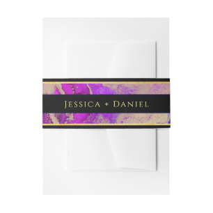 Bandeau De Faire-part Mariage rose violet noir Golden nommé