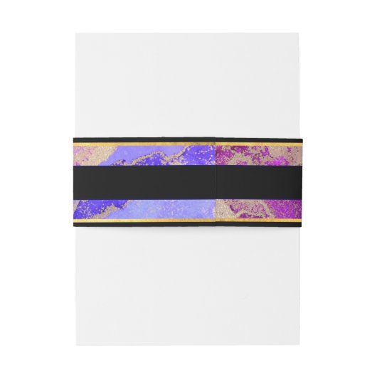 Bandeau De Faire-part Mariage rose violet noir Golden nommé (Dos Example)