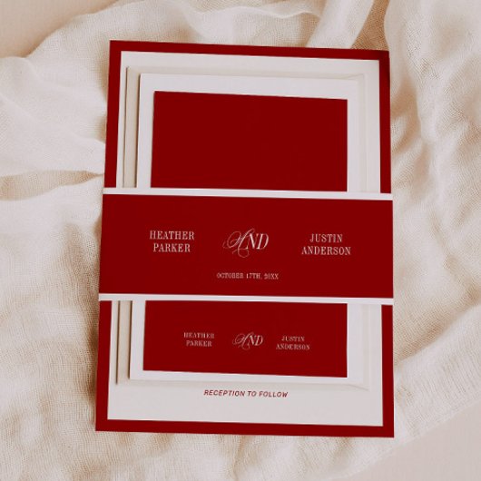 Bandeau De Faire-part Mariage rouge classique simple et élégant