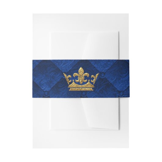 Bandeau De Faire-part Mariage Royal Blue & Gold Crown Storybook (Devant example)
