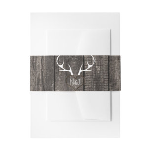 Bandeau De Faire-part Mariage Rustique avec Bois de Cerf et Cœur Sculpté