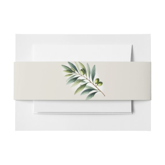 Bandeau De Faire-part Mariage Rustique Blanc d'Os de Feuille d'Olive Ver (Devant Example)