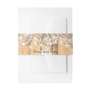 Bandeau De Faire-part Mariage rustique en bois dentelle et pot Mason ill