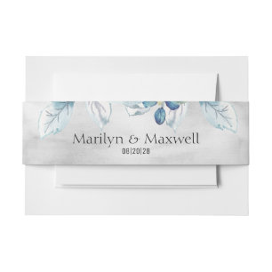 Bandeau De Faire-part Mariage Silver Dusty Blue Peony