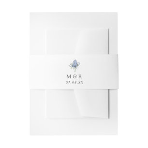 Bandeau De Faire-part Mariage simple de monogramme de chardon bleu