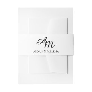 Bandeau De Faire-part Mariage simple de monogramme noir et blanc