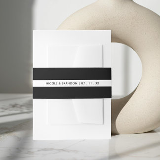 Bandeau De Faire-part Mariage simple en bande noire et blanche