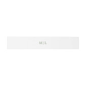 Bandeau De Faire-part Mariage Simple Monogramme Vert et Blanc (Plat)